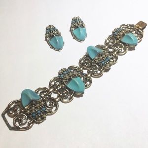 Vintage Selro unsigned bracelet & earring set